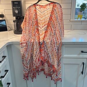 Colorful Patterned Beach Coverup with Tassels - never worn